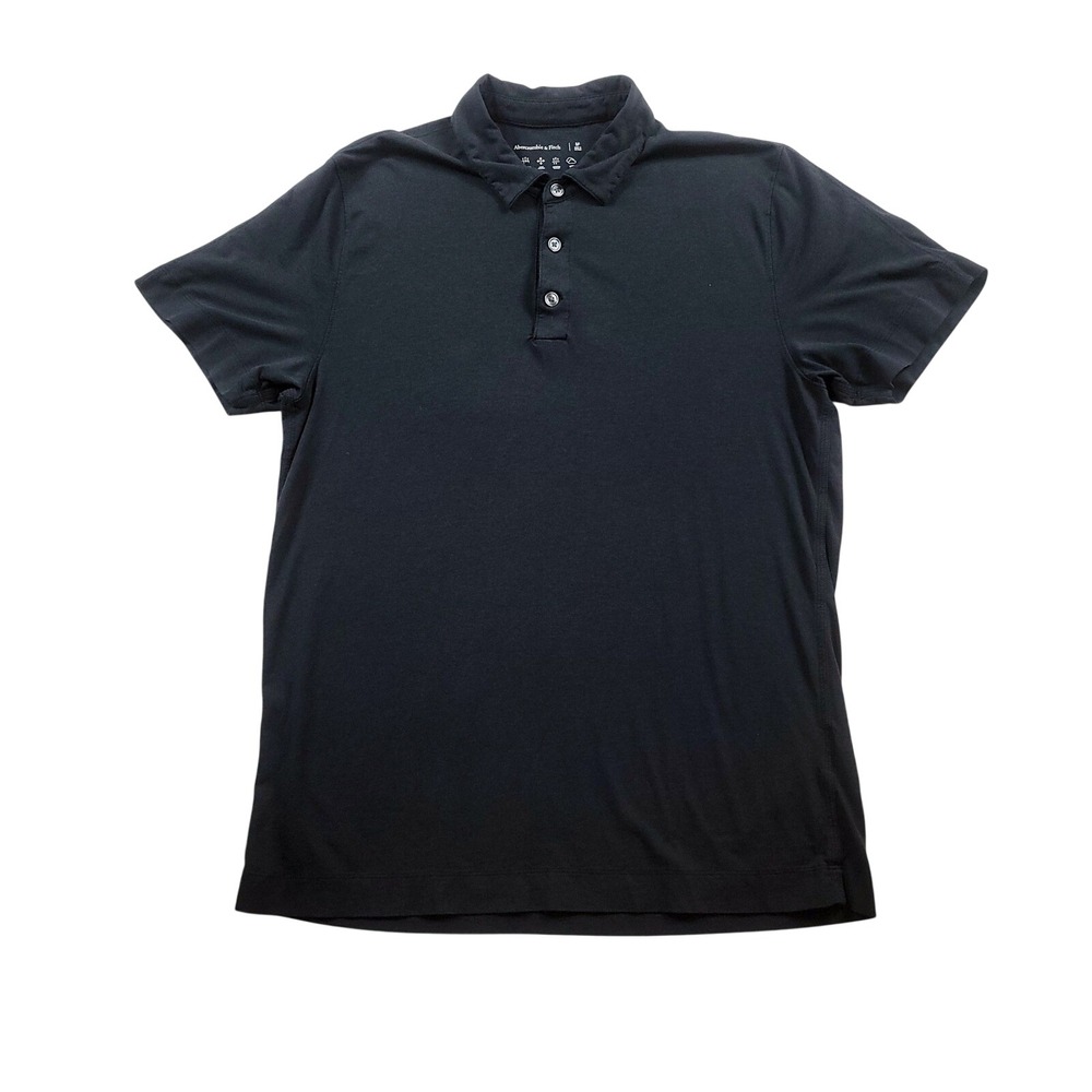 Abercrombie & Fitch Polo Shirt Mens Medium Black Short Sleeve 4-Way Stretch
